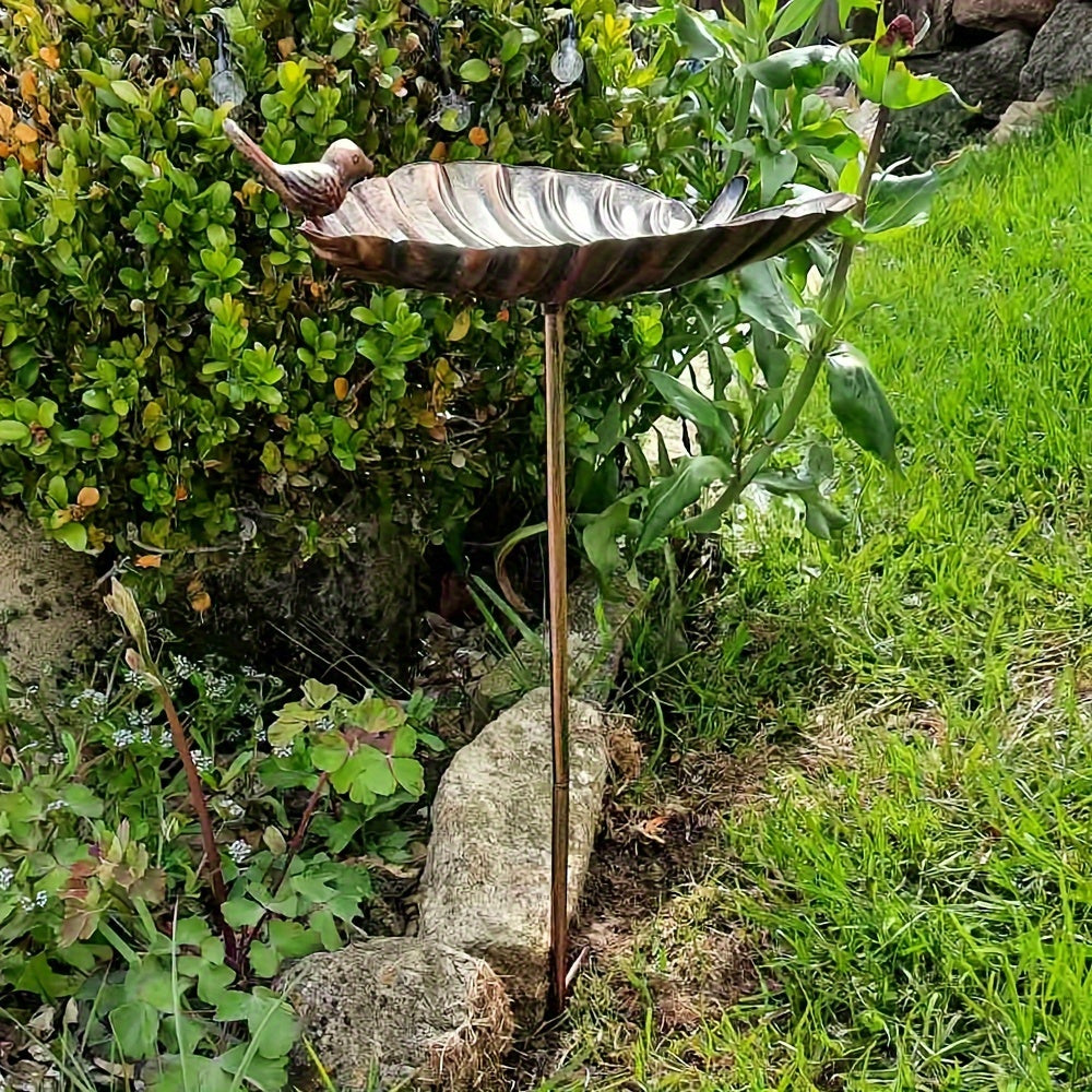 Bird Bath | Cast Iron Leaf Garden Stake Rust Resistant Lawn Patio Gift