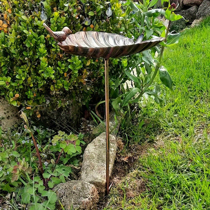 Bird Bath | Cast Iron Leaf Garden Stake Rust Resistant Lawn Patio Gift