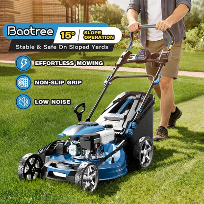 Self-Propelled Lawn Mower 21-Inch 201cc 4-Cycle Gas Engine, 7-Level Height Adjustment, 3-in-1 Mulching Bagging Side Discharge, Push & Self-Propelled