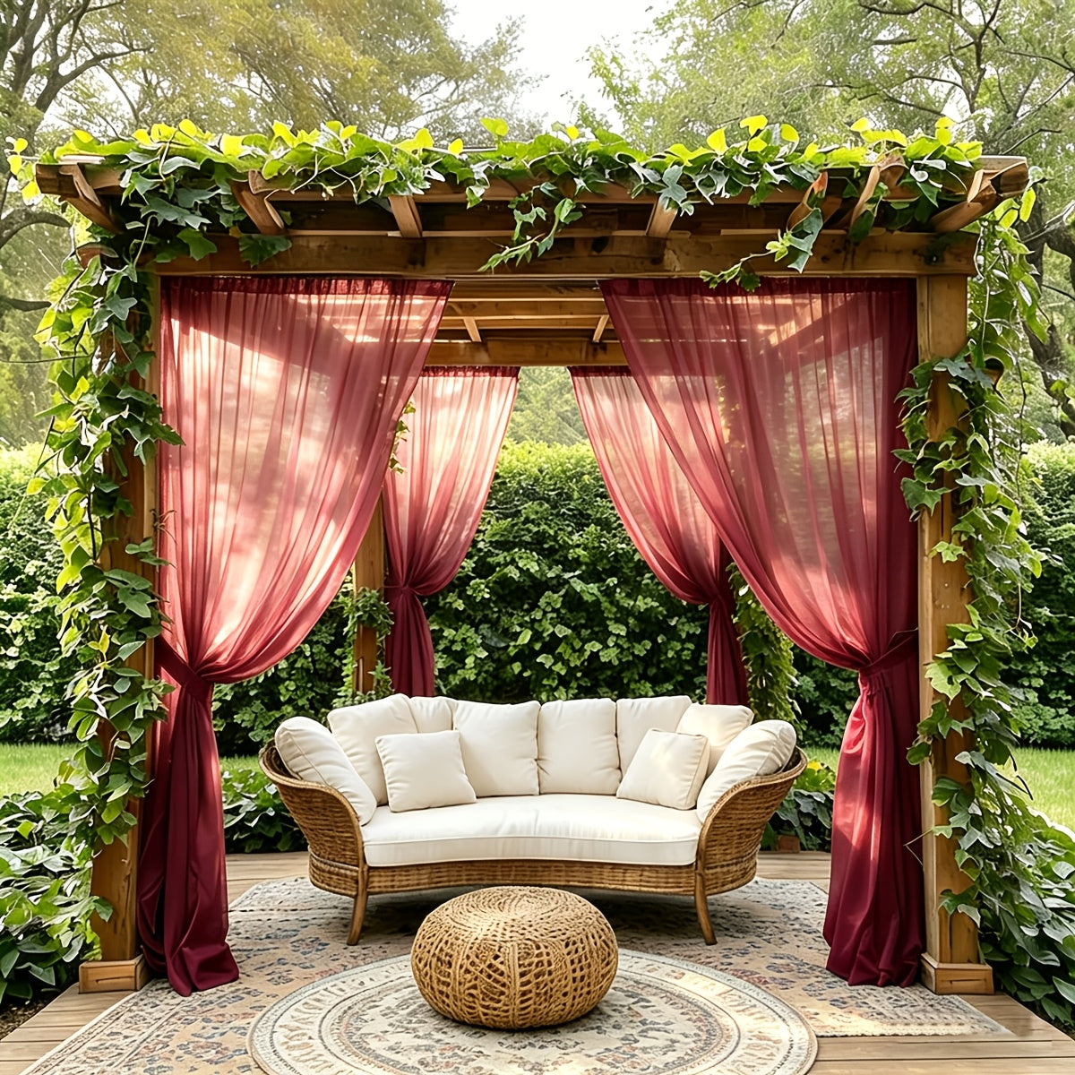Sheer Curtains Outdoor Voile Drapes 6 Pack – Semi-Transparent Light Filtering Grommet Top Panels for Porch Patio Pergola Balcony Pool Privacy