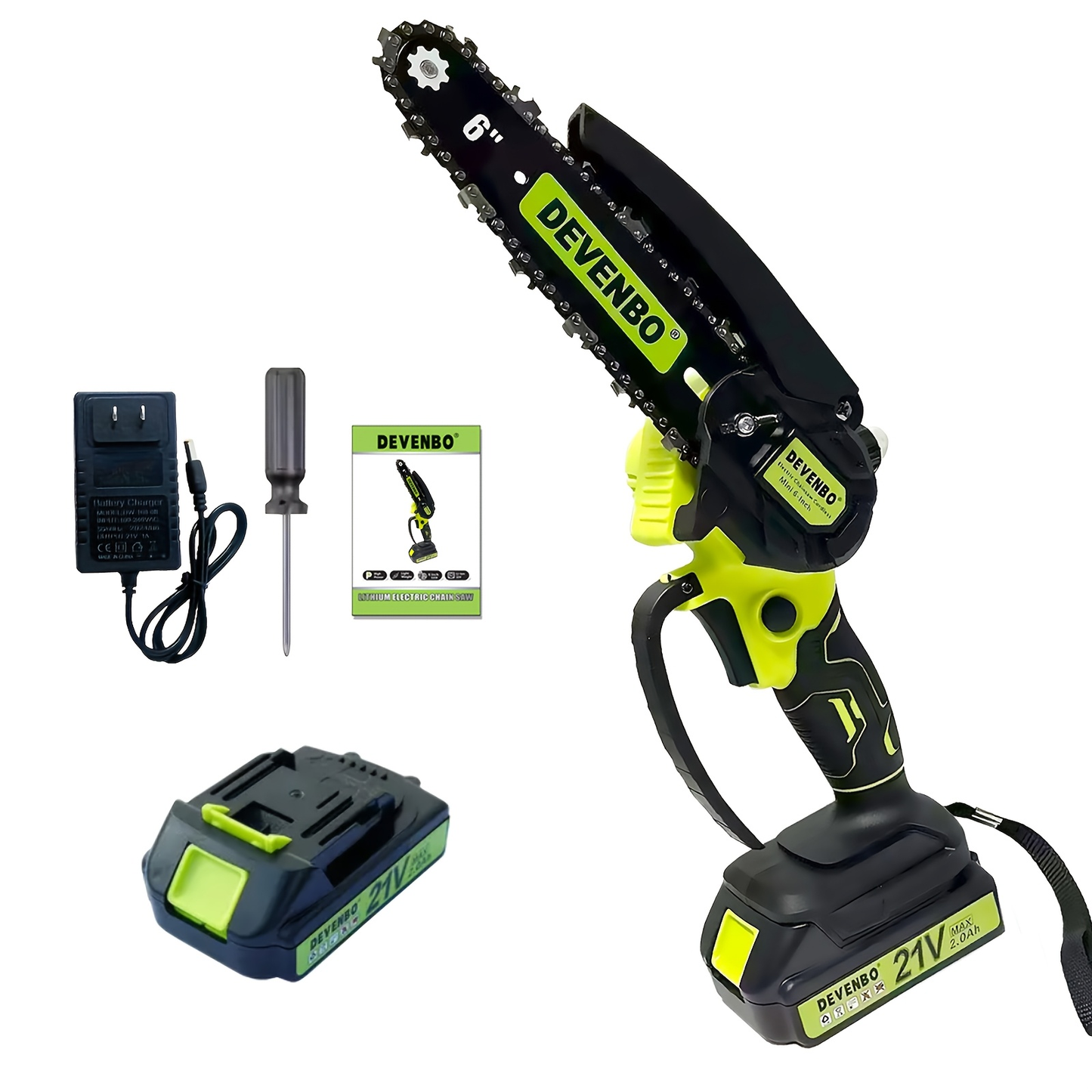 Cordless Mini Chainsaw 6-Inch, Handheld Pruning Saw with Rechargeable Battery, Adjustable Chain Tension, Safety Lock & Anti-Splash Guard for Branch Trimming in Yard, Garden & Home