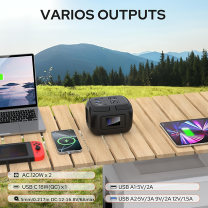 Battery Power Station 120W 97.68Wh 26400mAh Portable Backup with AC Outlet USB-C QC USB-A DC for Camping RV Travel Emergency Home Blackout Outdoor