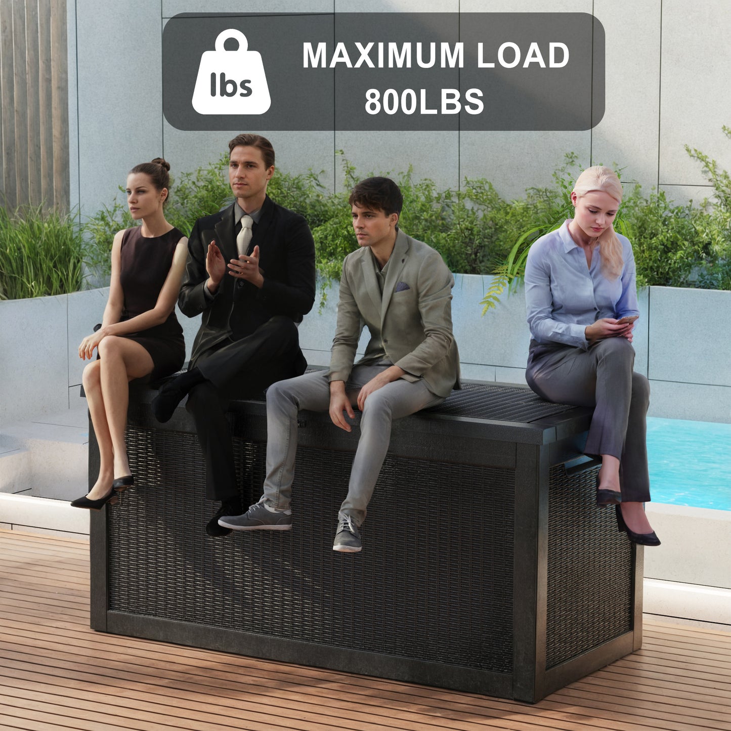 Deck Box 100 Gallon – Lockable Rattan Outdoor Storage