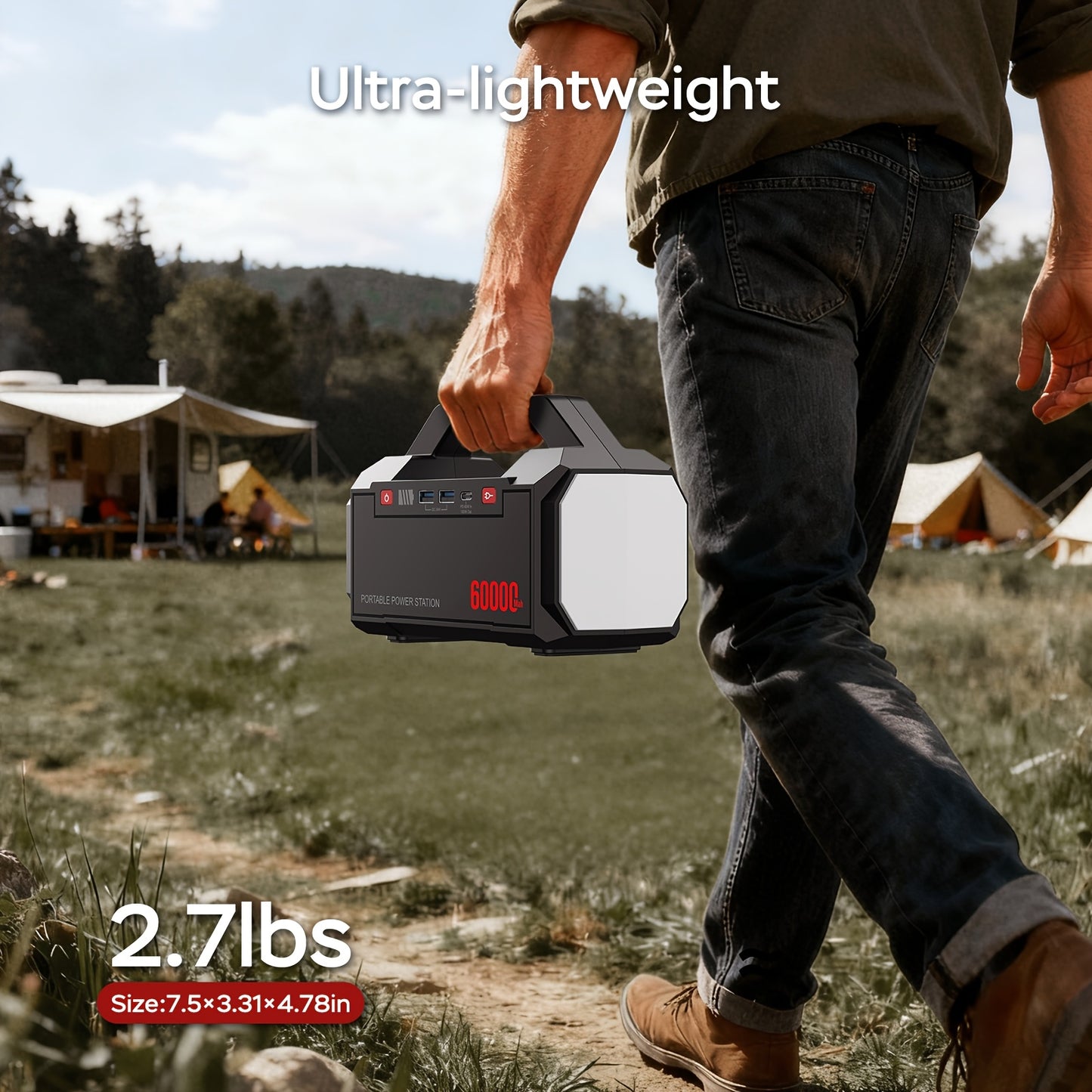 Power Bank 60000mAh Portable Charger - PD100W Fast Charging, QC 24W, USB 3.0, LED Light, Solar Compatible, for Camping Travel Emergency RV Home - 24000mAh / 48000mAh / 60000mAh Options