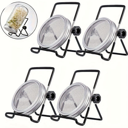 Sprouting Lids for Mason Jars 316 Stainless Steel Screen | 2pcs Lids & 2pcs Stands Wide Mouth Germination Kit | Bean Sprouts Broccoli Alfalfa Salad Seeds