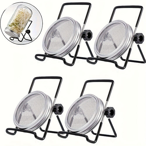 Sprouting Lids for Mason Jars 316 Stainless Steel Screen | 2pcs Lids & 2pcs Stands Wide Mouth Germination Kit | Bean Sprouts Broccoli Alfalfa Salad Seeds