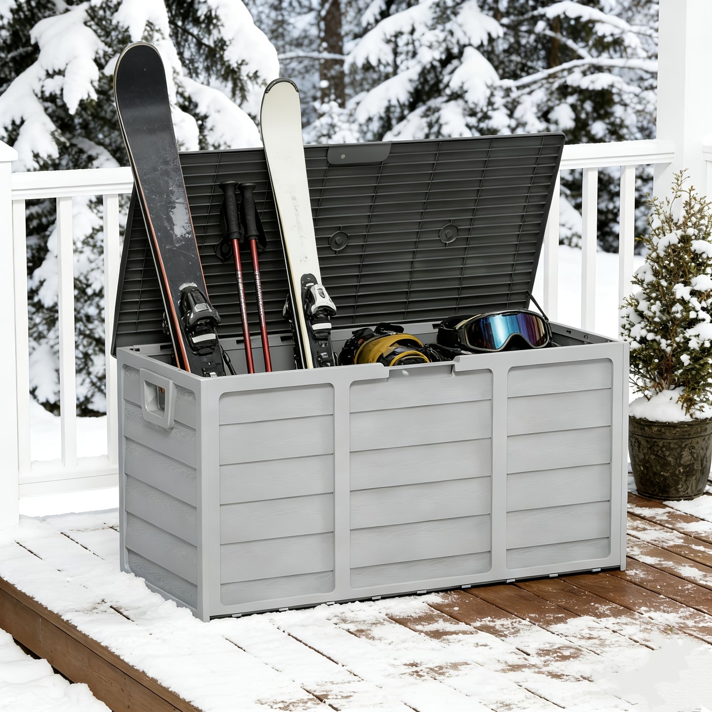 Outdoor Storage Box Resin with Handles | Deck Patio Pool Garden Home