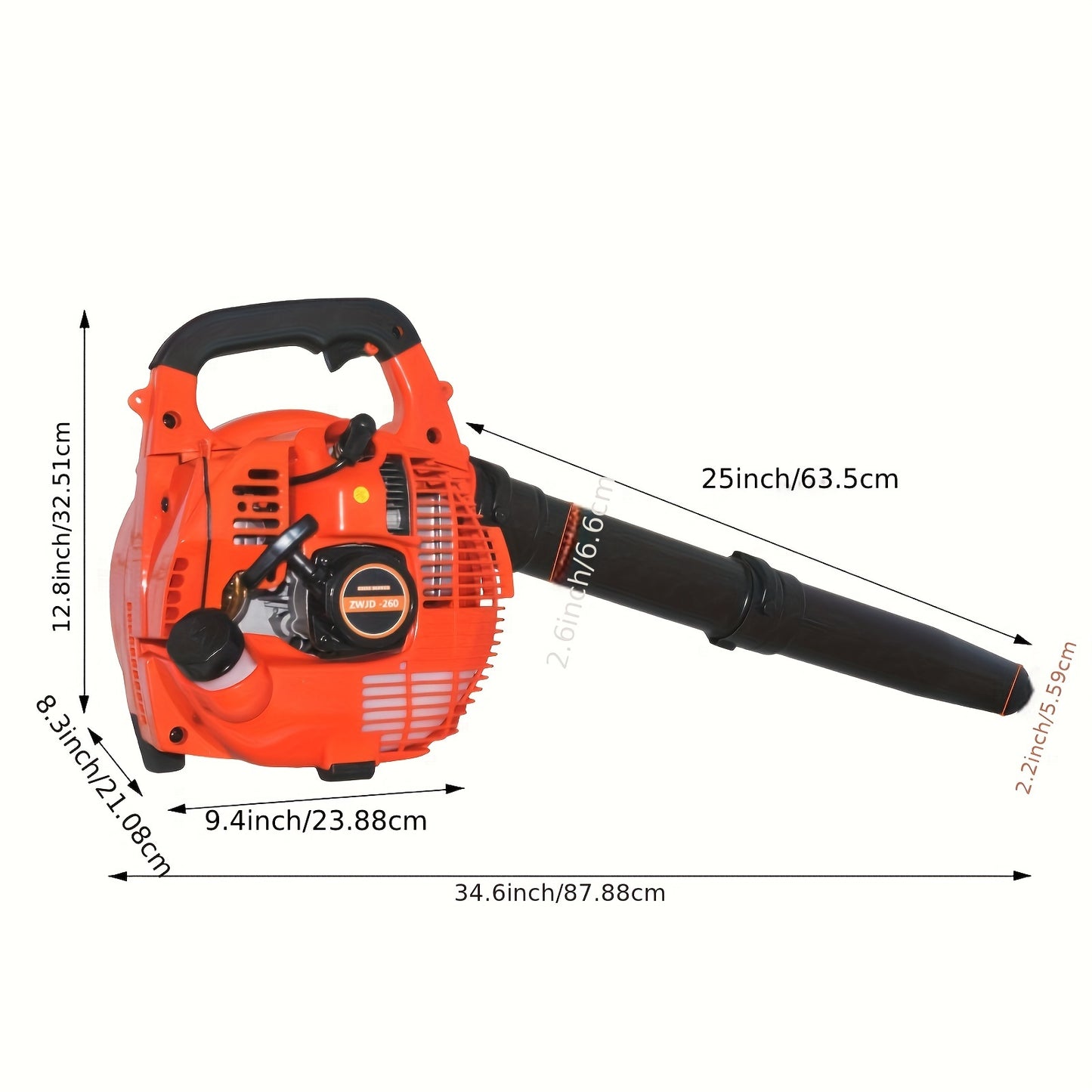 Gas Leaf Blower 26CC 2-Cycle Engine 380CFM 200MPH Handheld, Lightweight Easy Start Mulcher Blower, Durable ABS for Yard Lawn Patio Driveway Debris Cleanup
