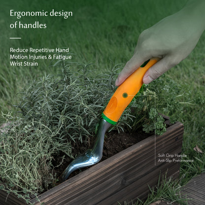 Garden Tool Set 12 Piece Aluminum Hand Tools Kit with Canvas Apron Storage Pocket Ergonomic Handle Heavy Duty Gardening Tools for Women Men Outdoor