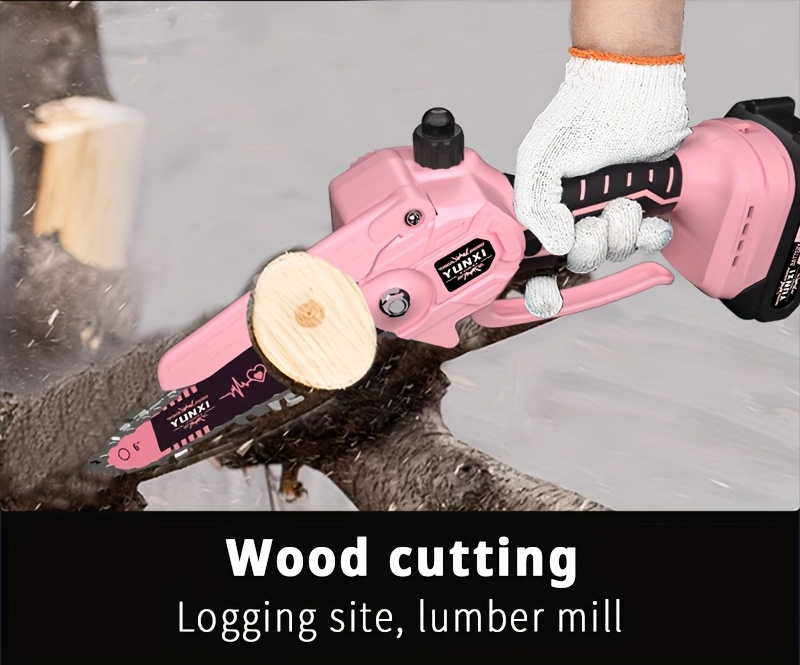 Cordless Electric Pruning Saw Handheld Mini Chainsaw Wireless Portable Tree Branch Cutter with Safety Lock Rechargeable Battery for Yard Garden Trimming