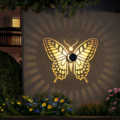 Solar Fence Lights Mandala Metal Lantern Outdoor Butterfly Garden Decor IP65 Waterproof Solar Powered Deck Step Wall Light for Patio Backyard Yard Xmas