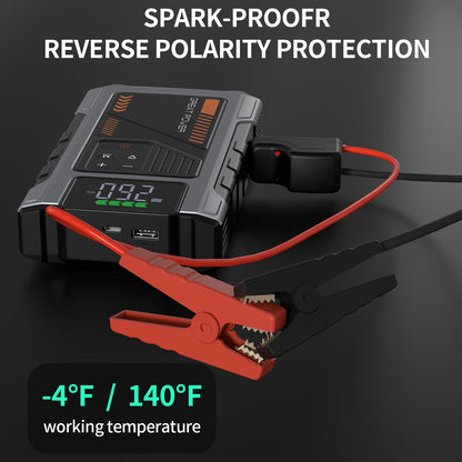 Jump Starter with Air Compressor 5000A Peak 150PSI Tire Inflator 5-in-1 Portable Car Battery Jump Pack for 8.0L Gas 6.5L Diesel Engine Digital Display Smart Cables 12V Power Bank