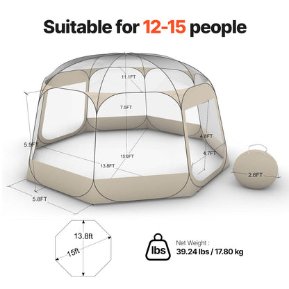 Pop Up Bubble Tent Clear Dome Tent 540° Panoramic Outdoor Shelter