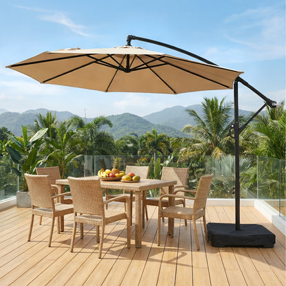 Cantilever Patio Umbrella 10 Ft Offset Hanging Outdoor Umbrella with Crank, Push Button Tilt & Cross Base, Market Umbrella for Patio Deck Pool Backyard, 8 Colors