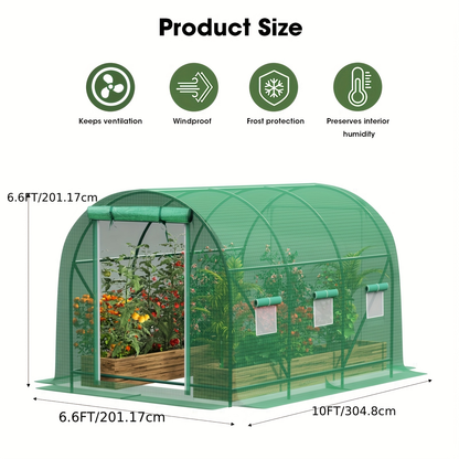 Greenhouse with Watering System, 10X6.6X6.6 Outdoor Greenhouse