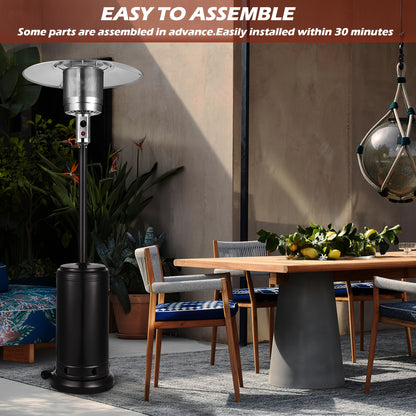 Propane Patio Heater 47000 BTU Outdoor Standing Heater with Wheels, 18-Foot Heating Radius, Fast Heat in 1 Min, Auto Shut-Off, Triple Protection for Patio Garden Deck Backyard Balcony
