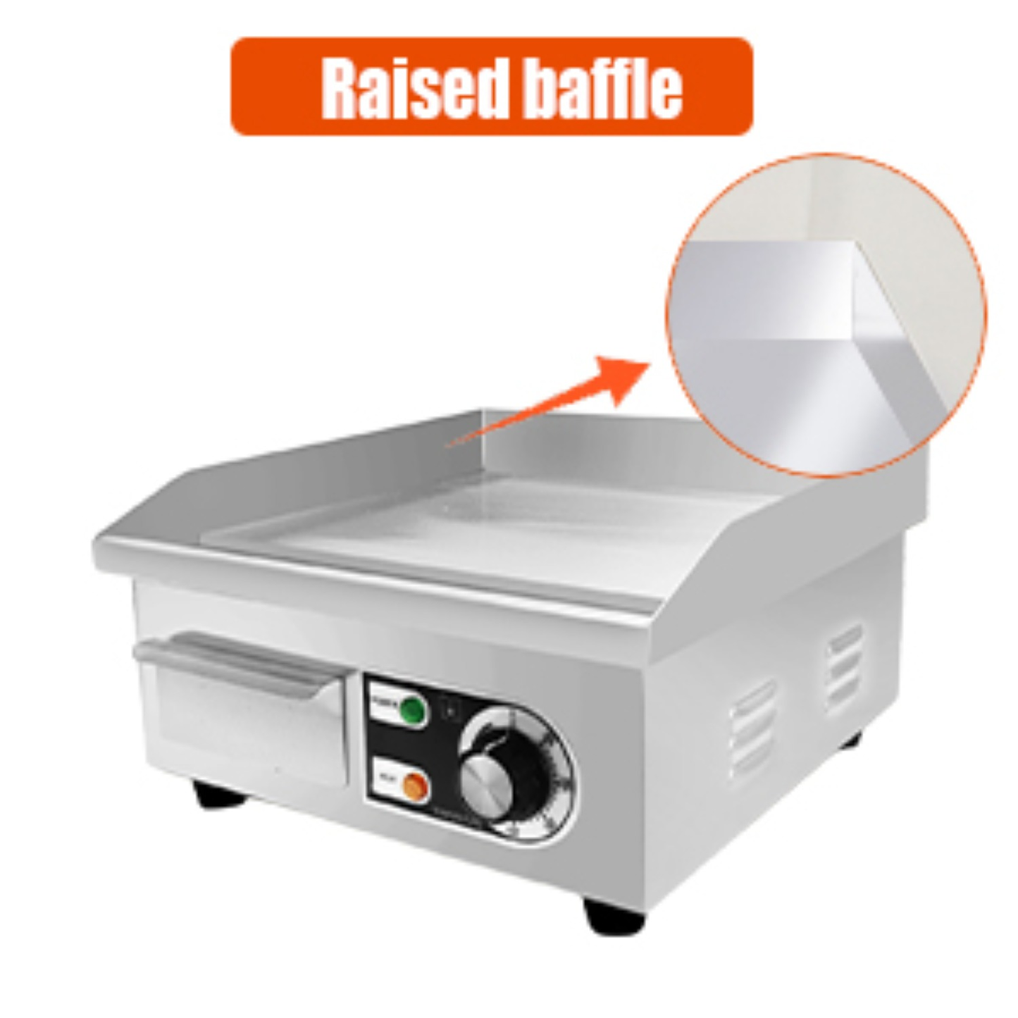 Electric Flat Top Grill 14"/22" – Commercial Teppanyaki Griddle, Non-Stick Cast Iron Cooking Surface, Adjustable Temp 122–572°F, Stainless Steel, Indoor & Restaurant Use