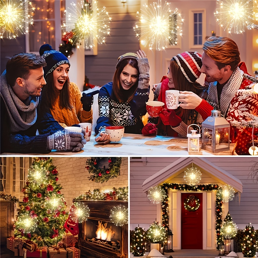 Meteor Shower Rain Lights Outdoor, 480 LED Solar Starburst Ball Lights 8 Tubes with Remote & Timer, IP44 Waterproof Falling Rain Drop Icicle String Lights for Christmas Tree Garden Party Wedding Decor