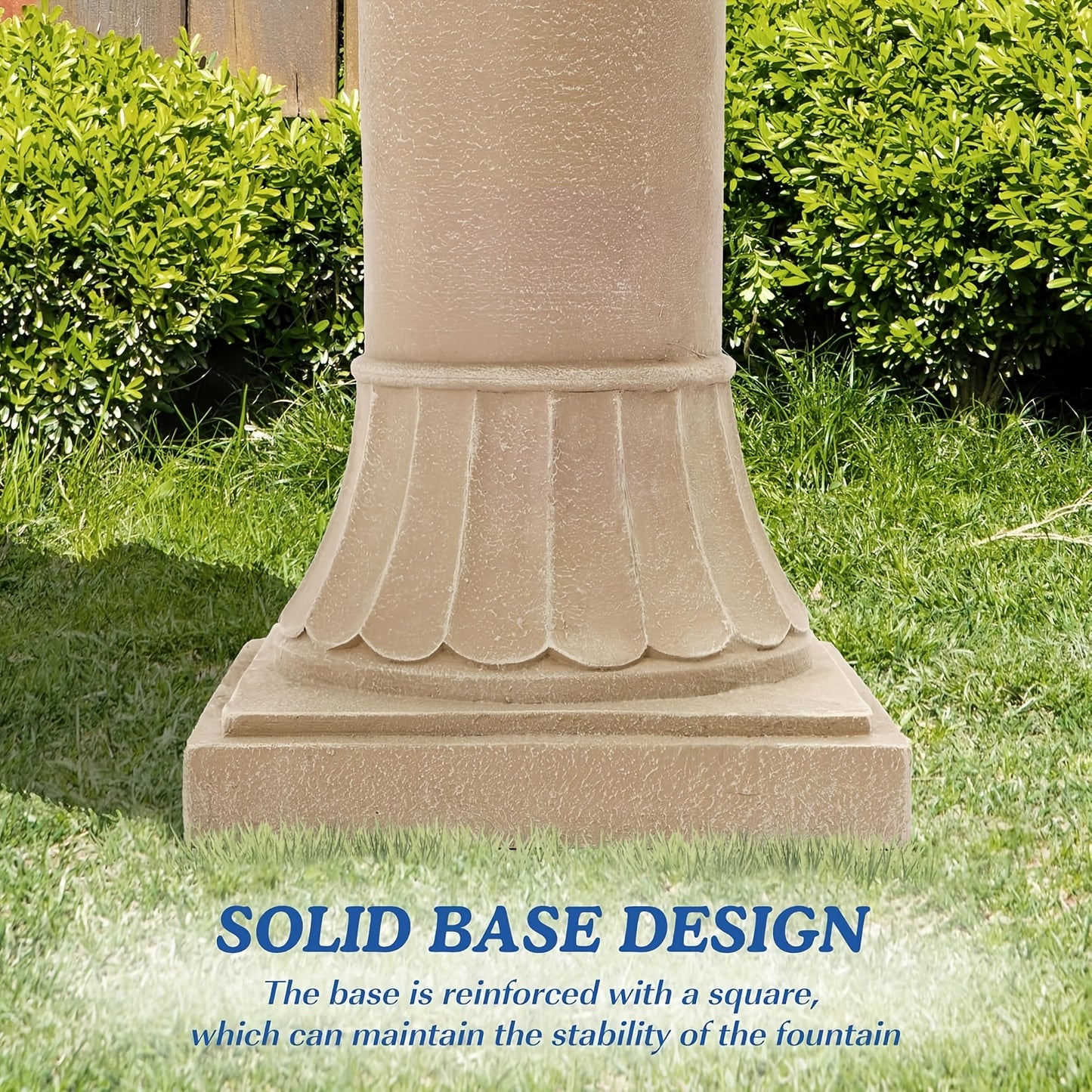 Outdoor Water Fountain 3-Tier 48.4" – Italian Cascading Garden Fountain with Carved Flowers, IPX5 Pump, Large Floor-Standing Resin Bubbler for Patio, Yard & Home Decor