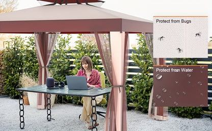 Gazebo with Mosquito Netting Steel Frame | Backyard Garden BBQ Party