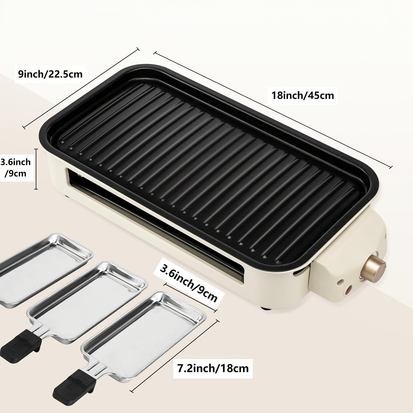 Indoor Electric Smokeless Grill 1700W with Raclette Pans, Non-Stick Dishwasher Safe Plate, Portable Tabletop BBQ Griddle for Couples