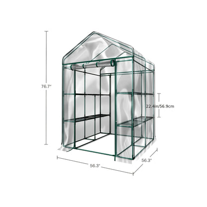 Walk-In Greenhouse Outdoor with Screen Windows – Heavy-Duty PE Cover, Portable Plant Shelter with Shelving Clips, Available in 27", 56" & 71" Sizes