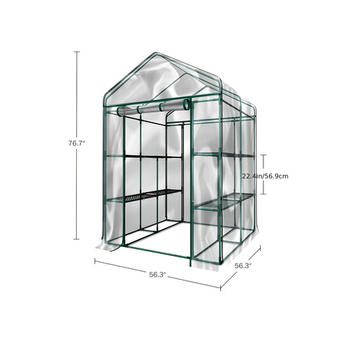 Walk-In Greenhouse Outdoor with Screen Windows – Heavy-Duty PE Cover, Portable Plant Shelter with Shelving Clips, Available in 27", 56" & 71" Sizes