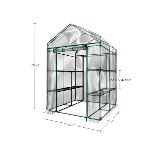 Walk-In Greenhouse Outdoor with Screen Windows – Heavy-Duty PE Cover, Portable Plant Shelter with Shelving Clips, Available in 27", 56" & 71" Sizes