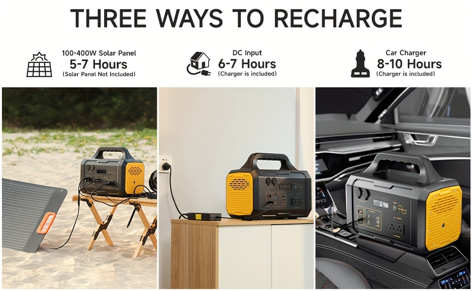 Solar Generator Portable Power Station 293Wh/1075Wh – 300W/1000W AC Outlet, 2 DC Ports, 3 USB Ports, Battery Backup for Camping, Outdoor Trips & Emergencies