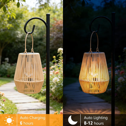 Solar Bamboo Lights Bohemian Style Outdoor Hanging Decoration for Garden Patio Deck Porch Tree Lawn Halloween Christmas 1/2/4pcs