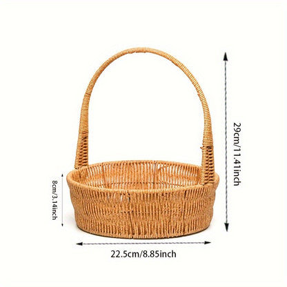 Rattan Wicker Basket | Picnic Gift Flower Fruit Foraging Decor