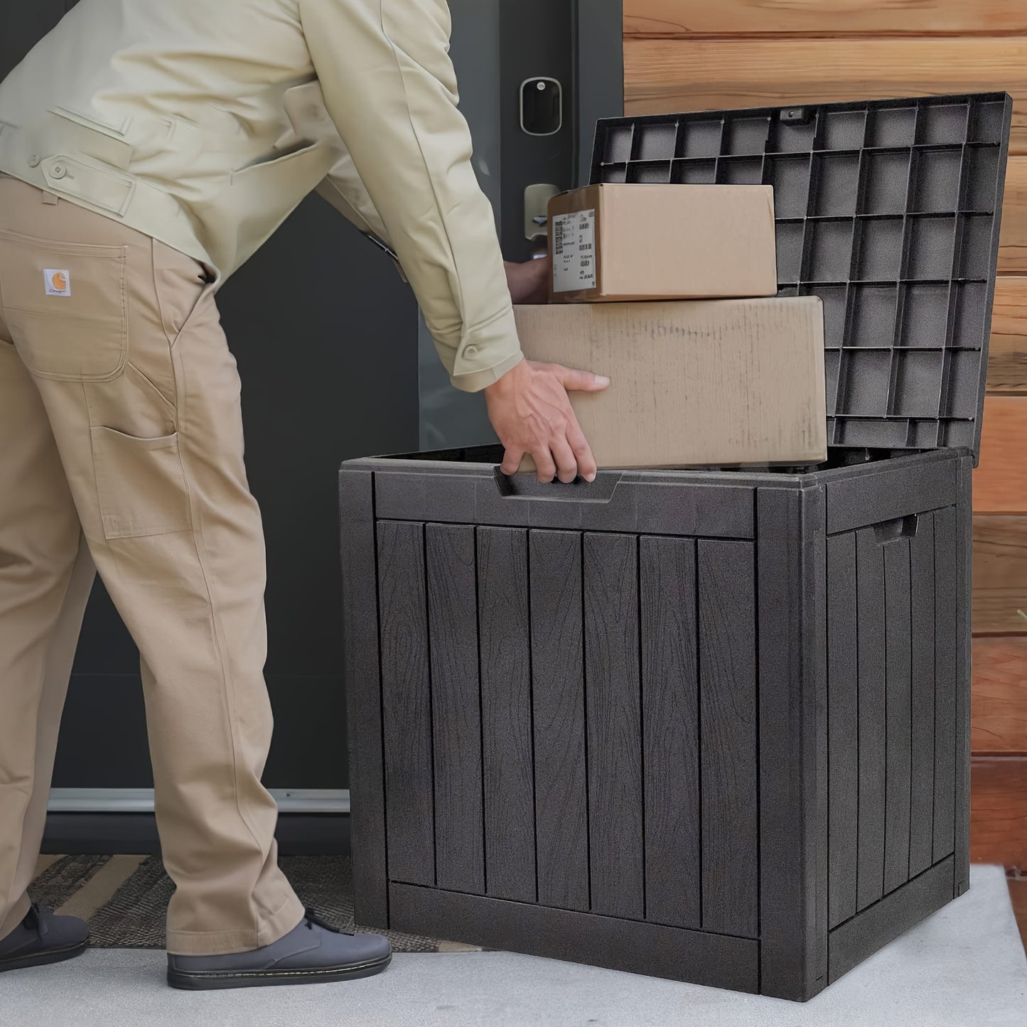 Outdoor Storage Box | Lockable Weatherproof Deck Box Patio Garden
