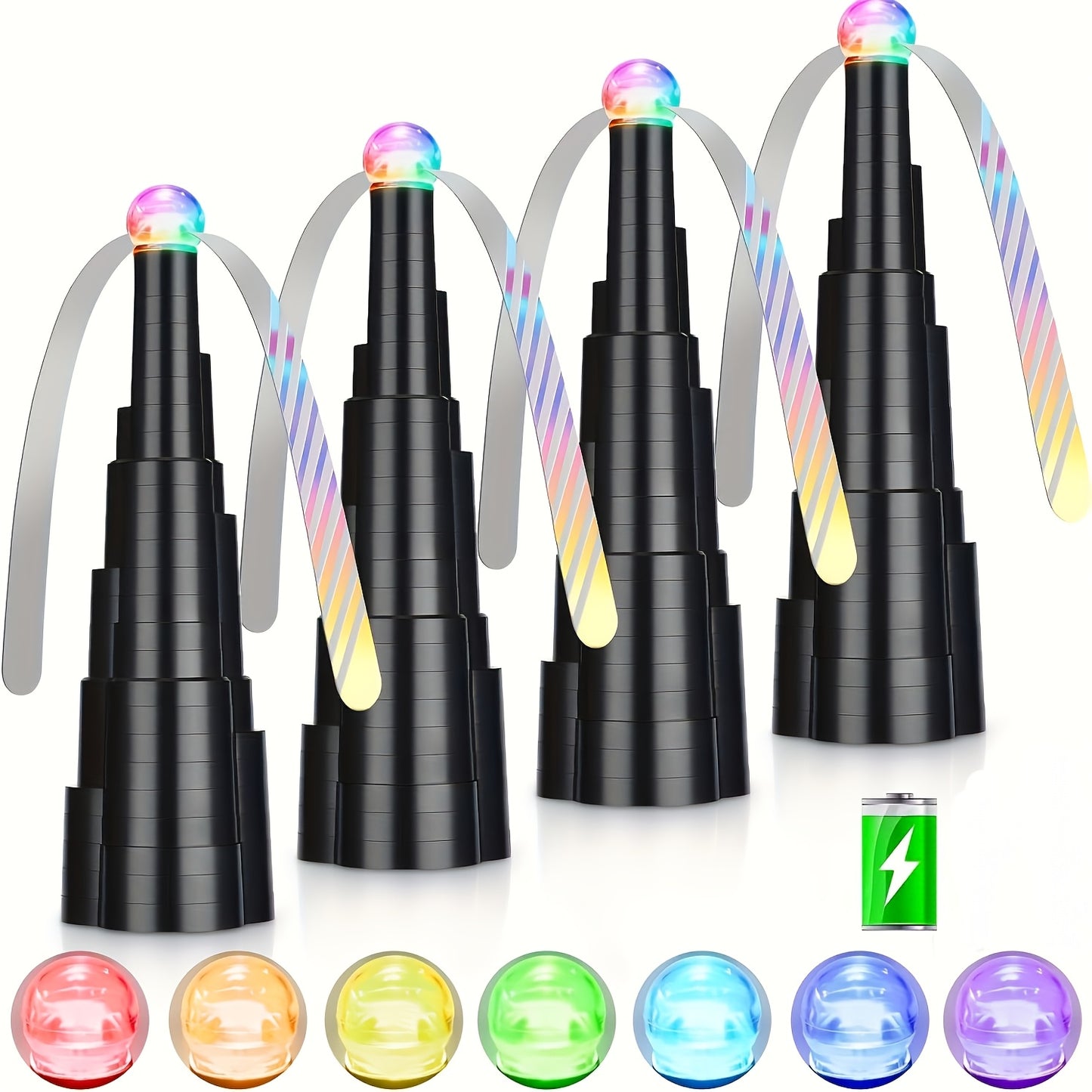 Fly Fan for Table 4 Pack - USB Rechargeable Fly Repellent Fan with LED Lights, Soft-Stop Blades, Portable Tabletop Fly Spinner for Outdoor Dining BBQ Camping Picnic