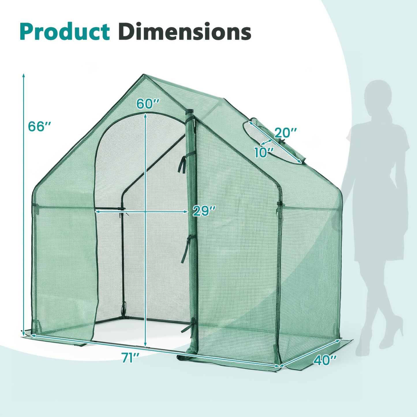 Walk-In Warm House Greenhouse 6x3x5.5ft with PE Grid Cover, Rustproof PE-Coated Metal Frame, Roll-Up Door & Top Vent Window, Portable Outdoor Hot House for Winter Garden, Green
