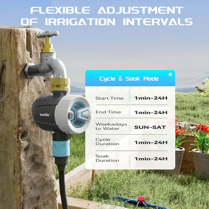 WiFi Garden Watering Timer with Brass Inlet, App & Voice Control, Automatic Irrigation System