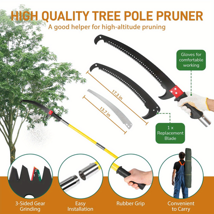 Extendable Pole Saw 26ft 2-in-1 Manual Tree Pruner – High Reach Branch Trimmer with Pruning Saw & Rope Cutter for Yard & Garden