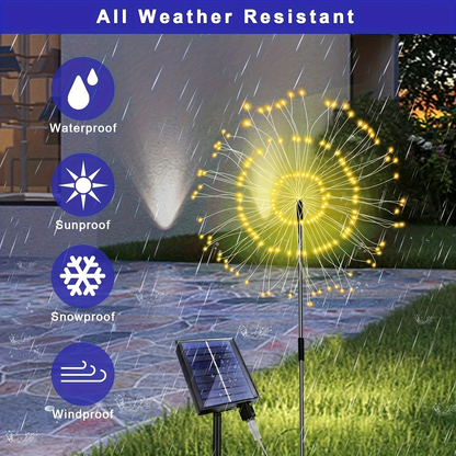 Solar Fireworks Lights Outdoor Waterproof 240–640 LED 8 Lighting Modes – 4/8 Pack Garden Stake Lights for Christmas Yard Wedding Patio Lawn Holiday Decoration