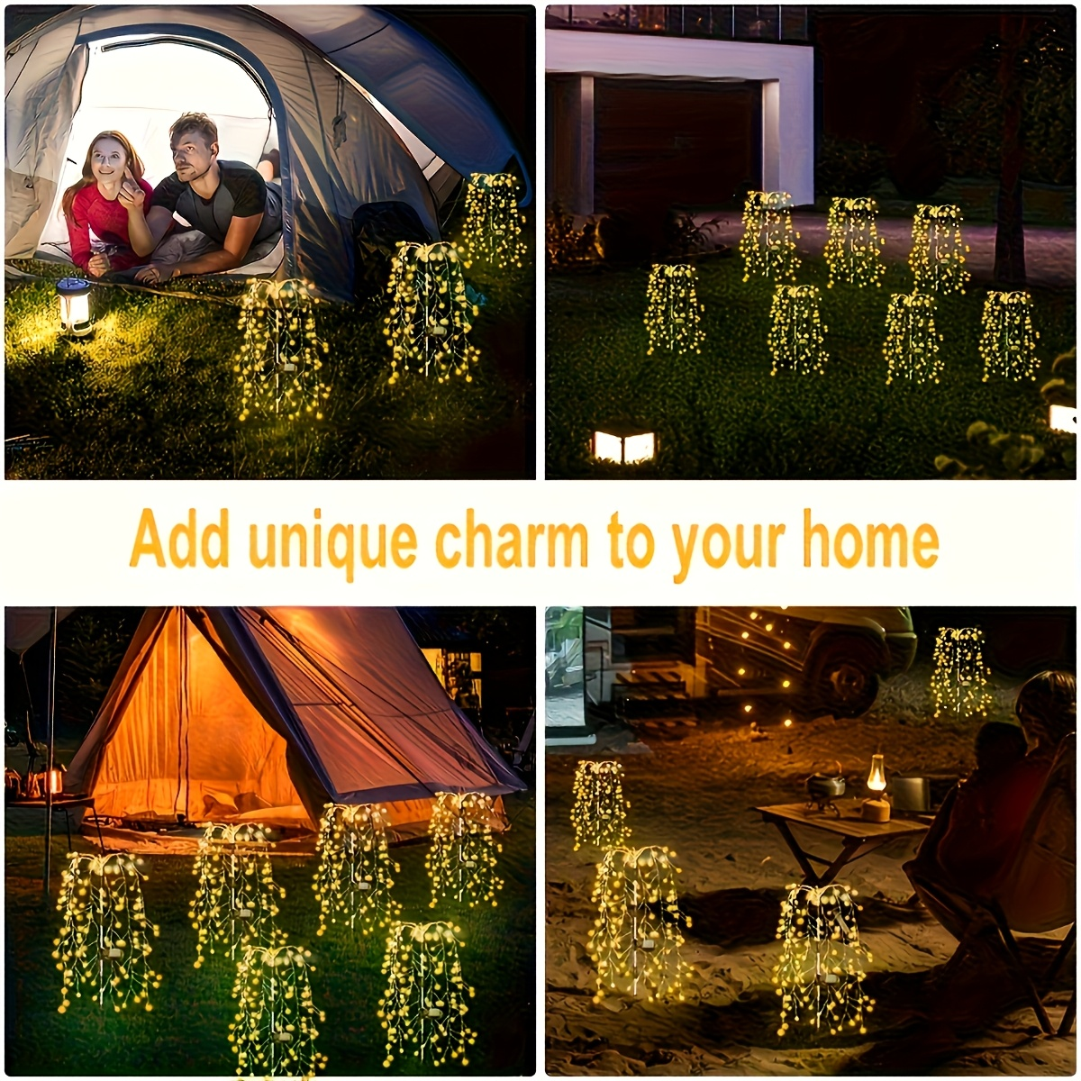 Solar Firecracker String Lights 120 LED, 8 Modes Waterproof