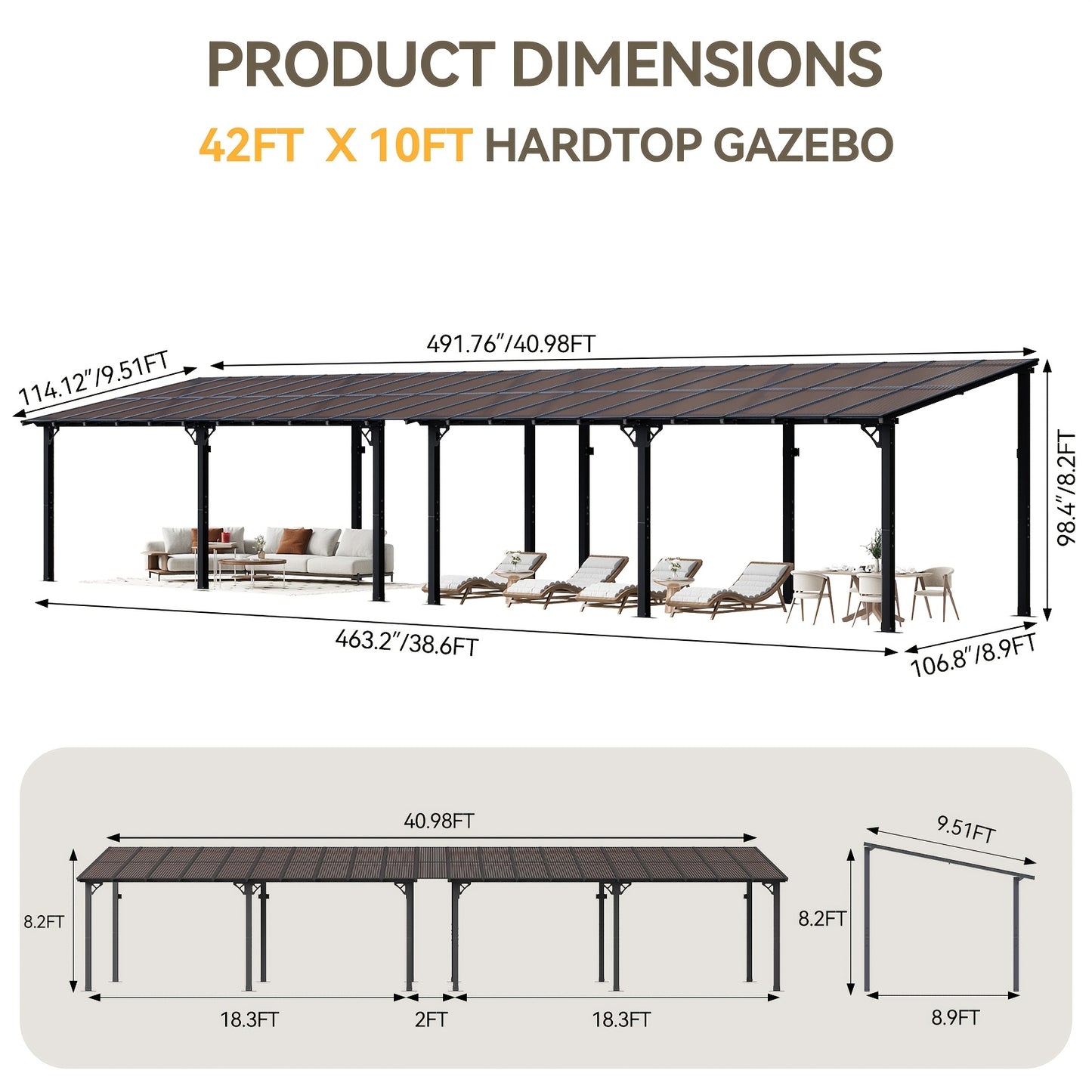 Lean-To Pergola Wall-Mounted Aluminum Louvered Roof Patio Awning