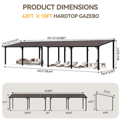 Lean-To Pergola Wall-Mounted Aluminum Louvered Roof Patio Awning