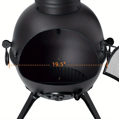 Cast Iron Chiminea 26 Inch Outdoor Patio Fireplace Wood Burning Fire Pit with Cover & Air Vent