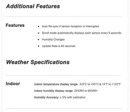 Indoor Outdoor Thermometer | Wireless Hygrometer Home Patio Greenhouse