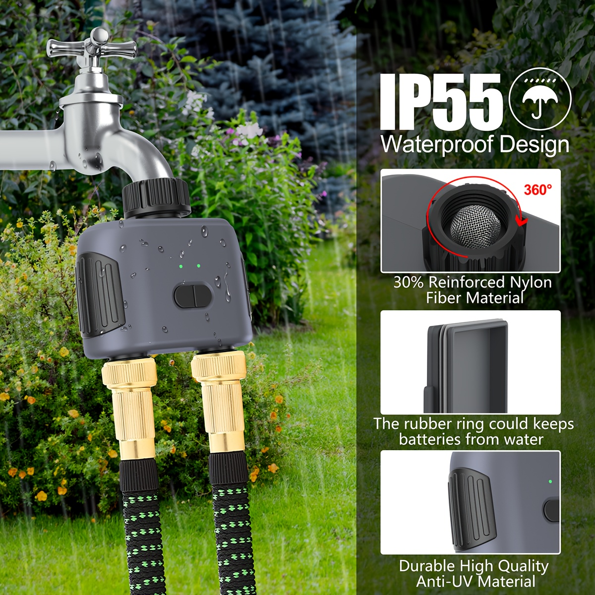WiFi Sprinkler Timer Smart 2-Zone Irrigation System with App & Alexa Voice Control