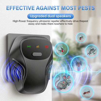 Ultrasonic Pest Repeller Plug In, Dual Speaker Rodent Repellent Indoor, Electronic Mouse Rat Insect Ant Repellent, Silent Pest Control Device for Home Office Garage