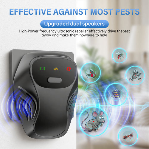 Ultrasonic Pest Repeller Plug In, Dual Speaker Rodent Repellent Indoor, Electronic Mouse Rat Insect Ant Repellent, Silent Pest Control Device for Home Office Garage