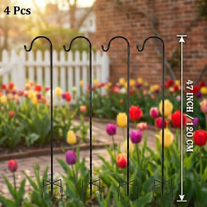 Shepherd Hooks 4 Pack Heavy Duty Metal Garden Stakes for Hanging Plant Baskets Solar Lights Bird Feeders Wind Chimes Outdoor Decor 47 & 63 Inch