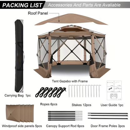 Pop-Up Canopy Tent 15ft Mosquito Net Screen House Waterproof UV50+