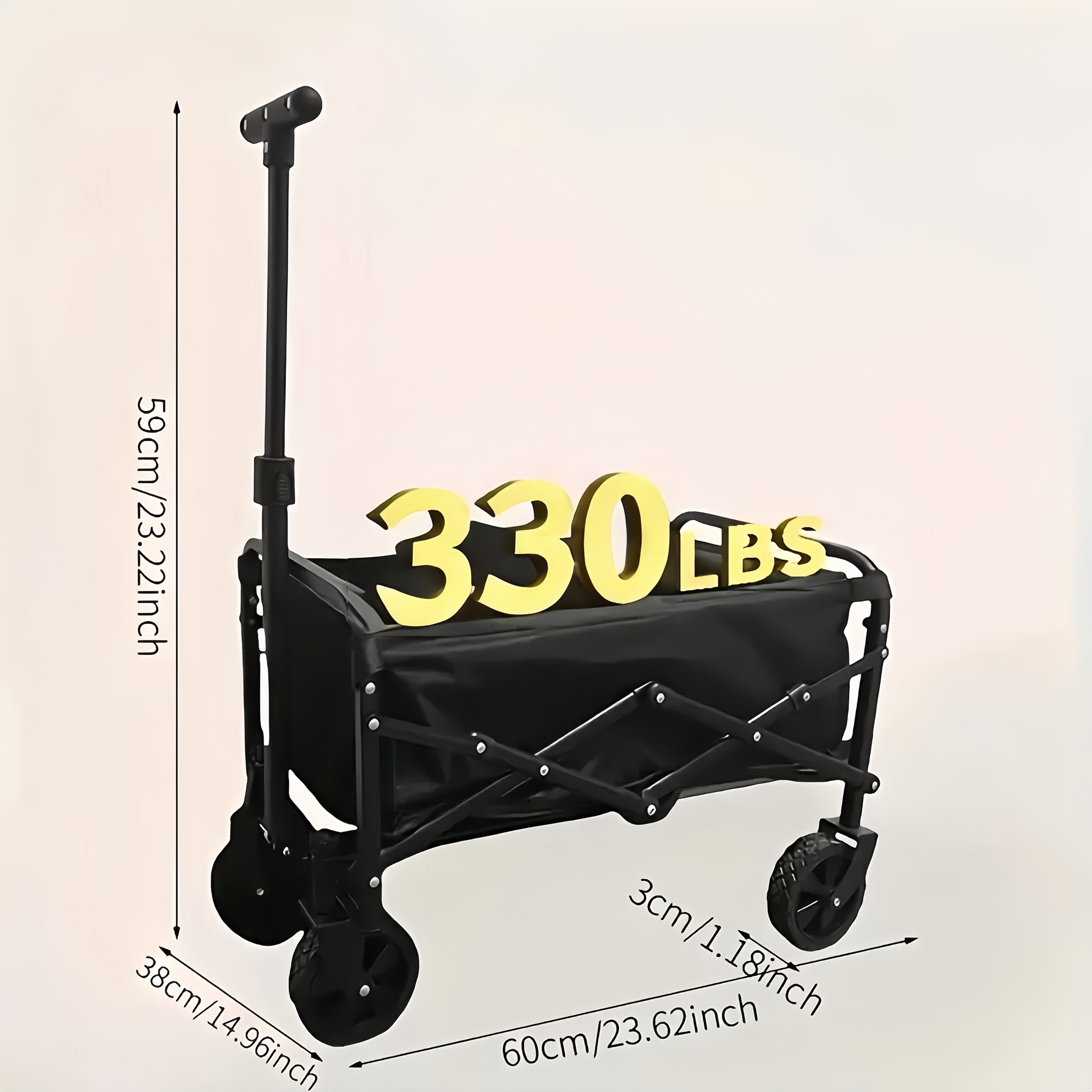 Folding Wagon Cart 360° All-Terrain Heavy Duty | Camping Beach Picnic Garden Sports Wagon with Cup Holder
