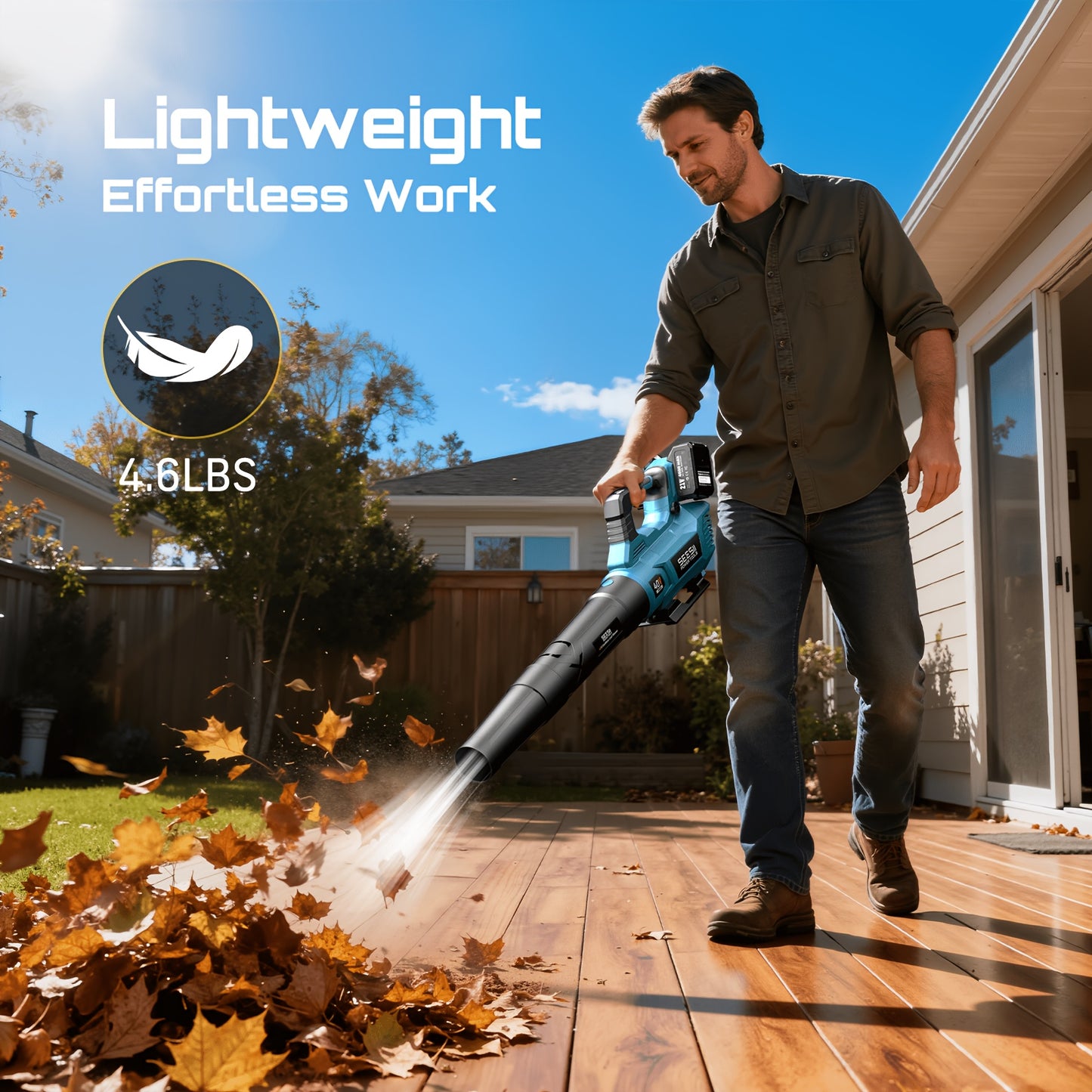 Cordless Leaf Blower 780CFM 40V Brushless, Seesii with 2x4000mAh Batteries & 2 Chargers, Turbo Button, Variable Speed, Lightweight for Lawn Care Yard Patio Debris Dust Cleanup