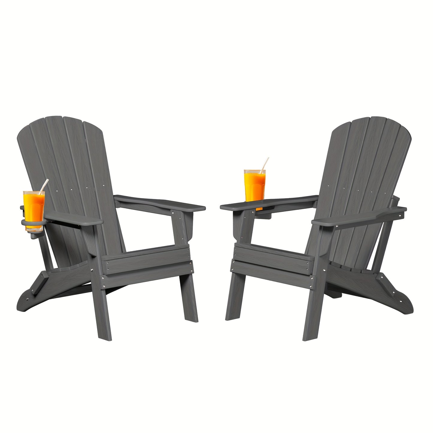 Folding Adirondack Chair with Cup Holder – HDPE All-Weather Outdoor Patio Chair